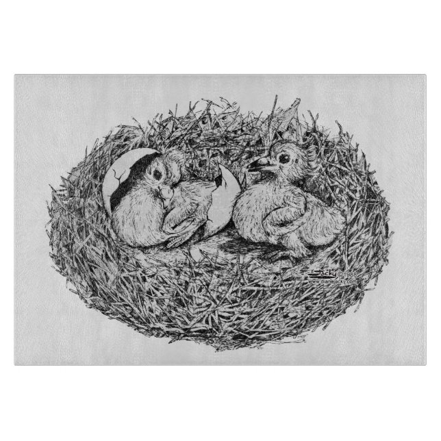 Pigeon Nest Babies Cutting Board (Front)