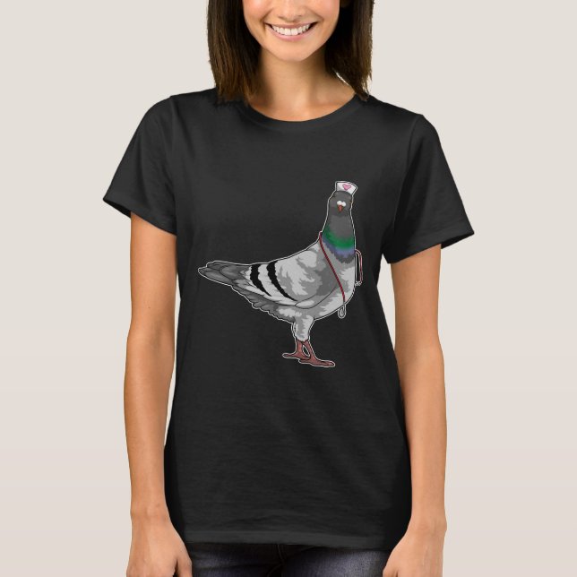 Pigeon Nurse Stethoscope T-Shirt (Front)