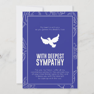 Pigeon of Remembrance Deep Blue Framed Sympathy  Invitation