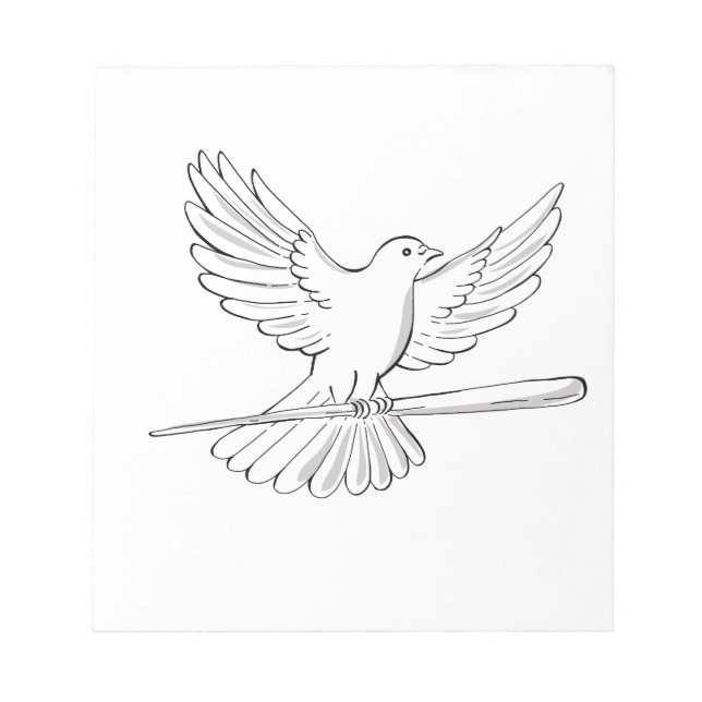 Pigeon or Dove Flying With Cane Drawing Notepad (Front)