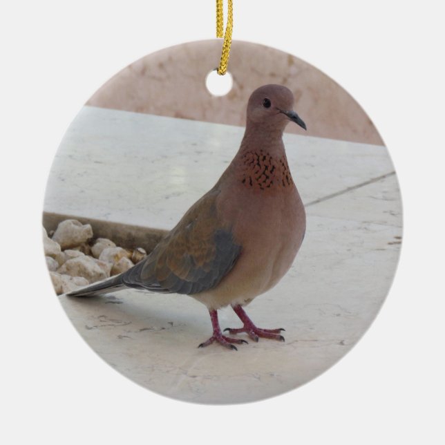 Pigeon ornament, customizable ceramic tree decoration (Front)