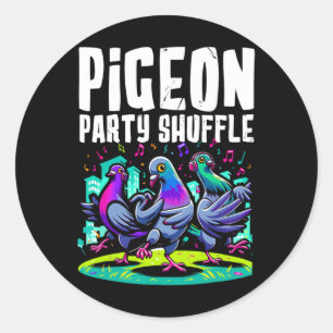 Pigeon Party Shuffle Dance Moves Funny Bird Dancer Classic Round Sticker