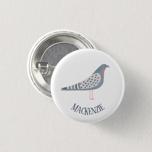 Pigeon Personalised 3 Cm Round Badge (Front & Back)