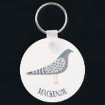 Pigeon Personalised Key Ring<br><div class="desc">A fun pigeon. Perfect for bird fanciers,  pigeon racers or anyone else who loves these characterful creatures.  Original art by Nic Squirrell.  Change the name to customise.</div>