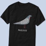 Pigeon Personalised T-Shirt<br><div class="desc">A suspicious looking pigeon. Perfect for bird fanciers, pigeon racers or anyone else who loves these characterful creatures. Original art by Nic Squirrell. Change or remove the name to customise.</div>