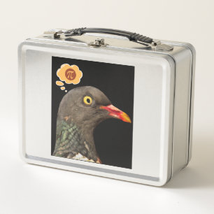 "Pigeon Pi" Bold Pigeon thinking about Pi Metal Lunch Box