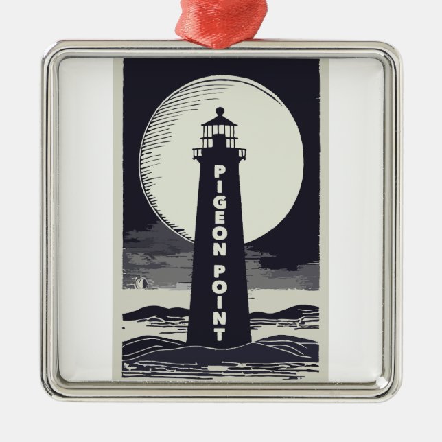 Pigeon Point Lighthouse California Moon Metal Tree Decoration (Front)