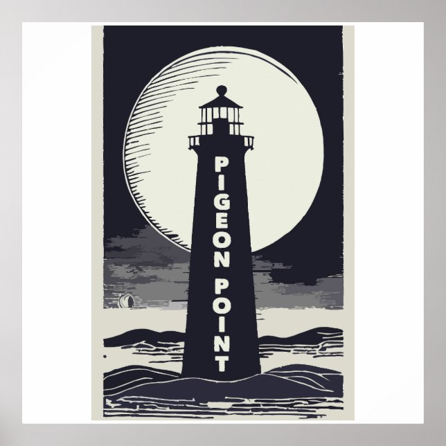 Pigeon Point Lighthouse California Moon Poster (Front)