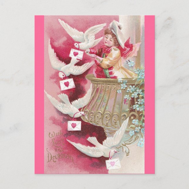 Pigeon Posted Valentines Holiday Postcard (Front)