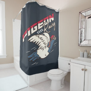 Pigeon Racing Illustration Shower Curtain