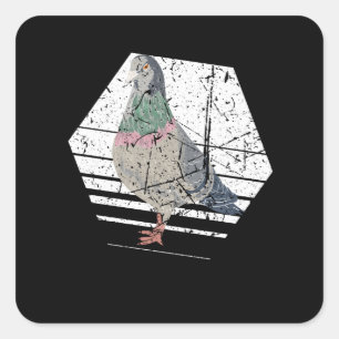 Pigeon Retro Square Sticker