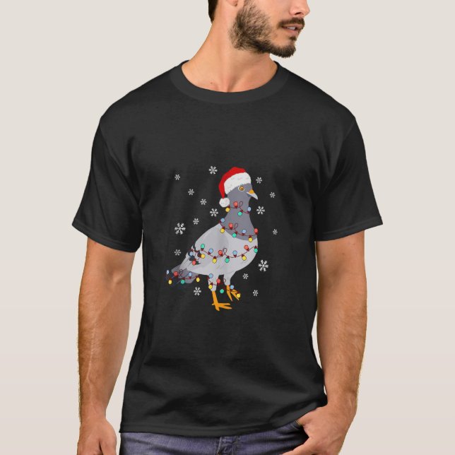 Pigeon Santa Hat Christmas Cheer for Bird Lovers T T-Shirt (Front)