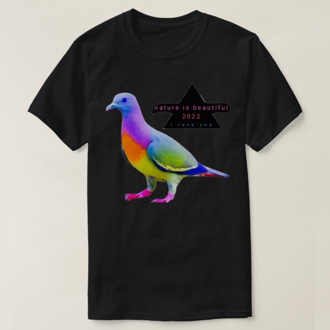 Pigeon strange colour blue green coloured 1 T-Shirt (Design Front)