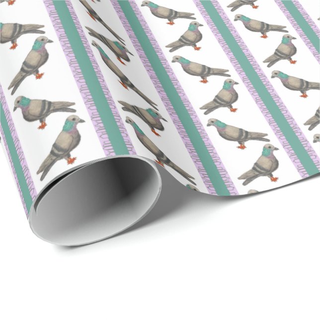 Pigeon Stripe Wrapping Paper (Roll Corner)