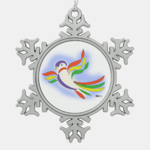 Pigeon Stylised Bird Snowflake Pewter Christmas Ornament