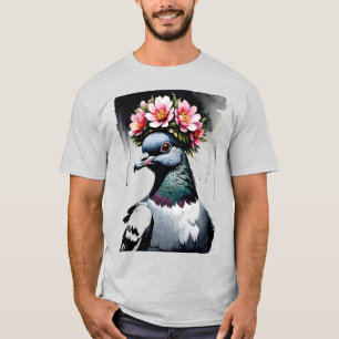 Pigeon Wearing A Pink Flower Crown T-Shirt