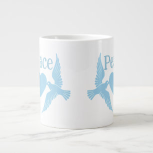 Pigeon with heart and peace word illustration large coffee mug