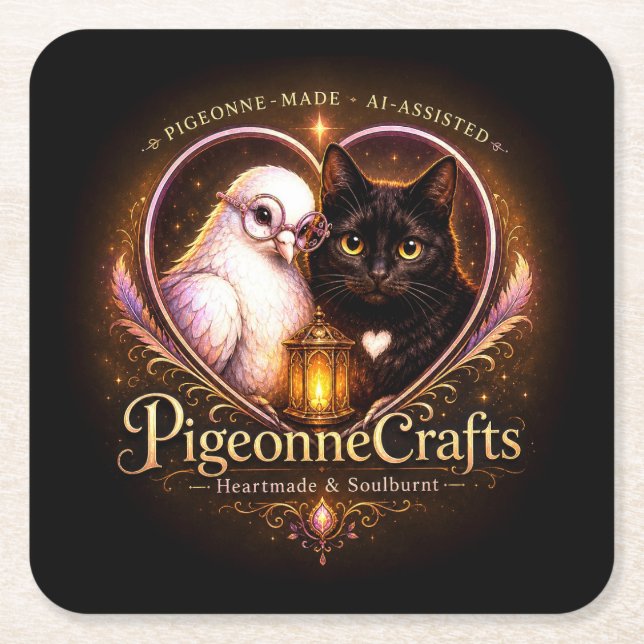 PigeonneCrafts Heartmade  Square Paper Coaster (Front)
