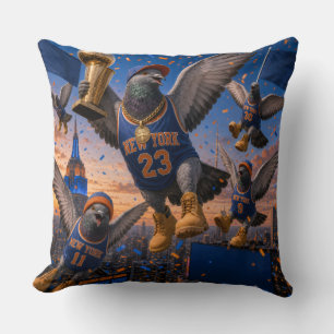 Pigeons Celebrating New York Knicks Winning Title Cushion