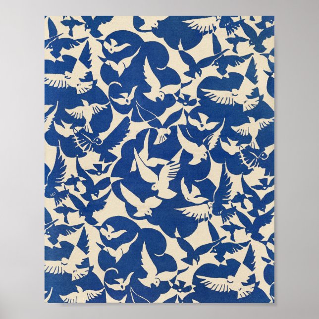 Pigeons in white and blue Rijksmuseum Amsterdam Poster (Front)