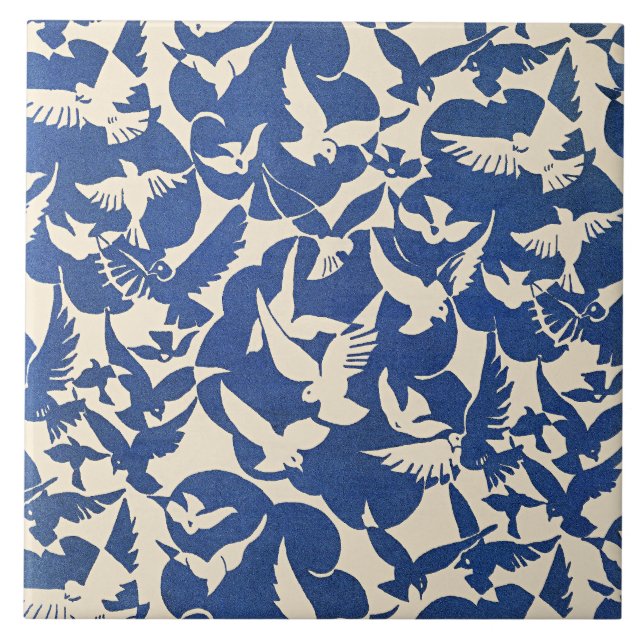 Pigeons in White and Blue Tile (Front)