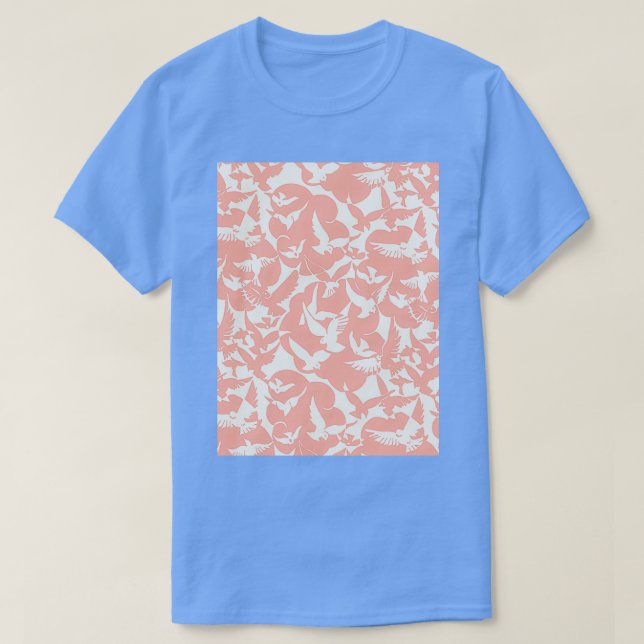Pigeons in white and peach T-Shirt (Design Front)