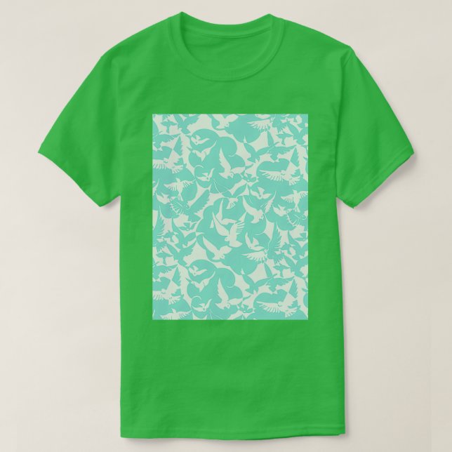Pigeons in white and turquoise blue T-Shirt (Design Front)