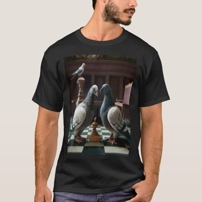 Pigeons playing chess T-Shirt (Front)