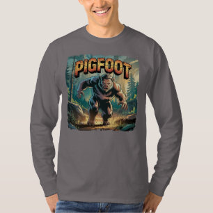 Pigfoot Illustration – Pig Bigfoot Funny Scary T-Shirt