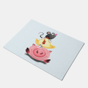 Pigg Chicken and Mouse Friends Funny Doormat
