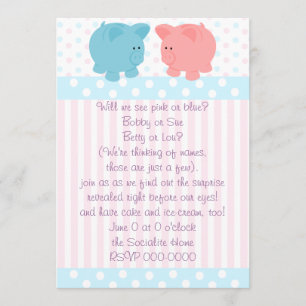 Piggies of Pink and Blue Invitation
