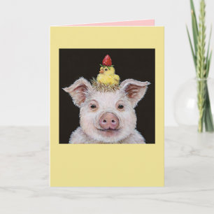 piggy and peep with strawberry card