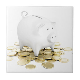 Piggy bank and coins tile