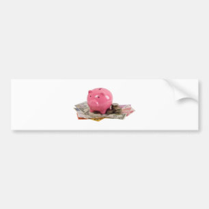 Piggy bank and money bumper sticker