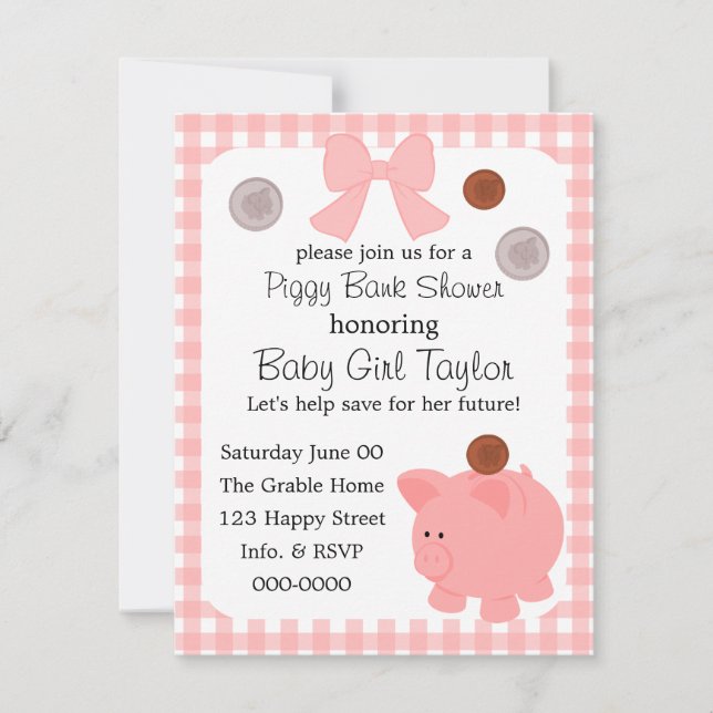 Piggy Bank Baby Shower Invitation (Front)