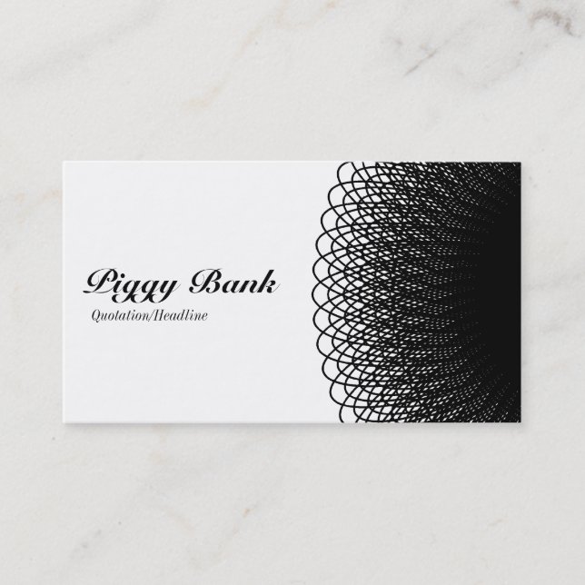 Piggy Bank - Black and White Business Card (Front)
