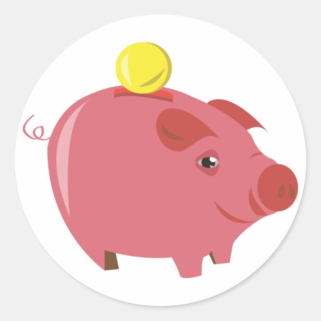 Piggy Bank Classic Round Sticker (Front)
