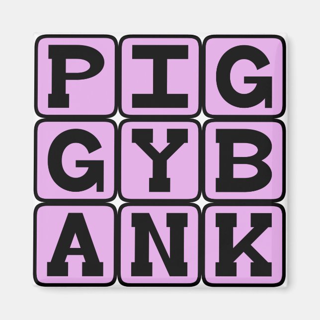 Piggy Bank, Coin Holder Magnet (Front)