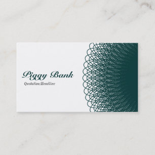 Piggy Bank - Dark Green and White Business Card