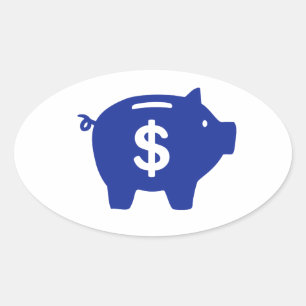 Piggy bank dollar oval sticker