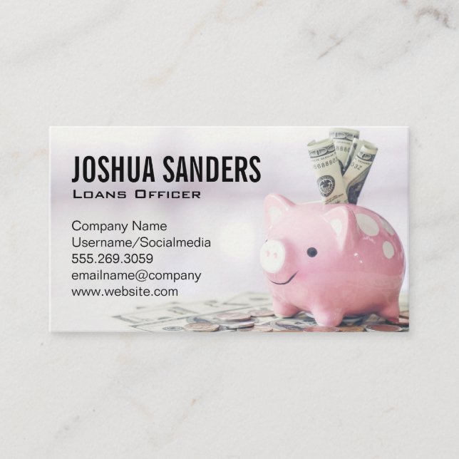 Piggy Bank | Dollars | Finance Business Card (Front)