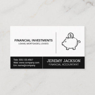 Piggy Bank   Investments Business Card
