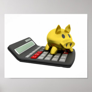 Piggy Bank On A Calculator Poster
