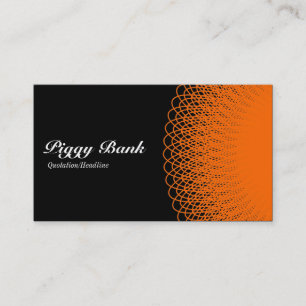 Piggy Bank - Orange on Black Business Card