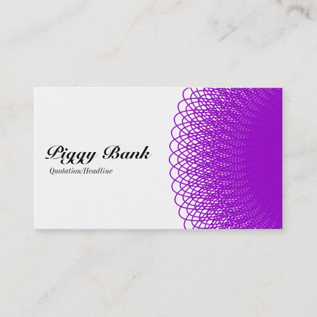 Piggy Bank - Purple and White Business Card (Front)