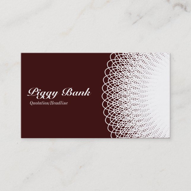 Piggy Bank - White on Dark Brown 330000 Business Card (Front)