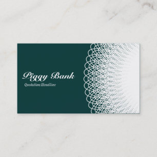 Piggy Bank - White on Green 003333 Business Card