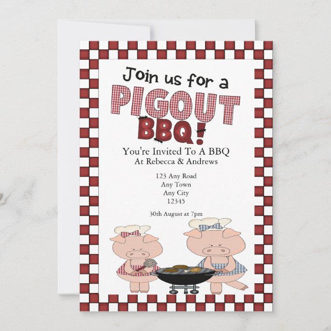 Piggy BBQ Party Invitation (Front)