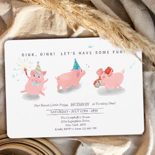 Piggy Birthday Invitation, Farm This Little Piggy  Invitation