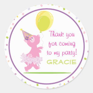 Piggy Birthday Party - Favour Sticker